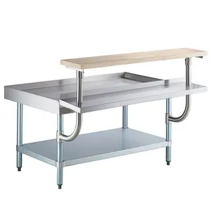 Heavybao Stainless Steel Kitchen Machines Equipment Stand Galvanized Undershelf 10 Plate Shelf Wooden Adjustable Cutting