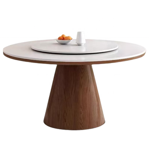 Nhà máy bán buôn bàn ăn đá tròn với bàn ăn bằng đá cẩm thạch bàn xoay. Với bàn xoay. Hỗ trợ cơ sở bàn gỗ rắn - Product Image 3