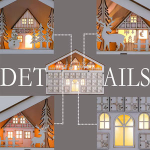 Хит продаж, Рождественский деревянный календарь ручной работы, украшение из белого дерева, рождественский дом, индивидуальный Адвент-календарь - Product Image 5