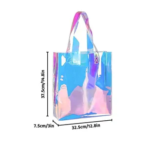 Fashion Evening Laser Hologram Bag Transparent Iridescent Jelly Pvc Handbag Holographic Laser Clear Tote Bag