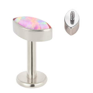 Ensemble de lunette poussoir à filetage interne en gros Marquise CZ Top Labret en acier inoxydable Piercing Agate ASTM F136 Anneau de lèvre en titane - Product Image 4