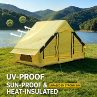 Tente de camping gonflable 6-8 personnes, colonne d'air de 12 cm, imperméable, tente familiale extérieure en Oxford 300D avec pompe