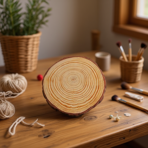 Base in legno ILAN 12-14 cm, rotonda naturale per artigianato e decorazione, confezione da 12 pezzi - Product Image 3