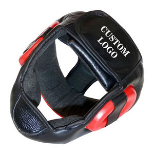 Premium Leather Head Protection Boxing Helmet With Large Velcro <b>Face</b> Protection for Martial <b>Arts</b> MMA Kickboxing Head Guard - Product Image 4