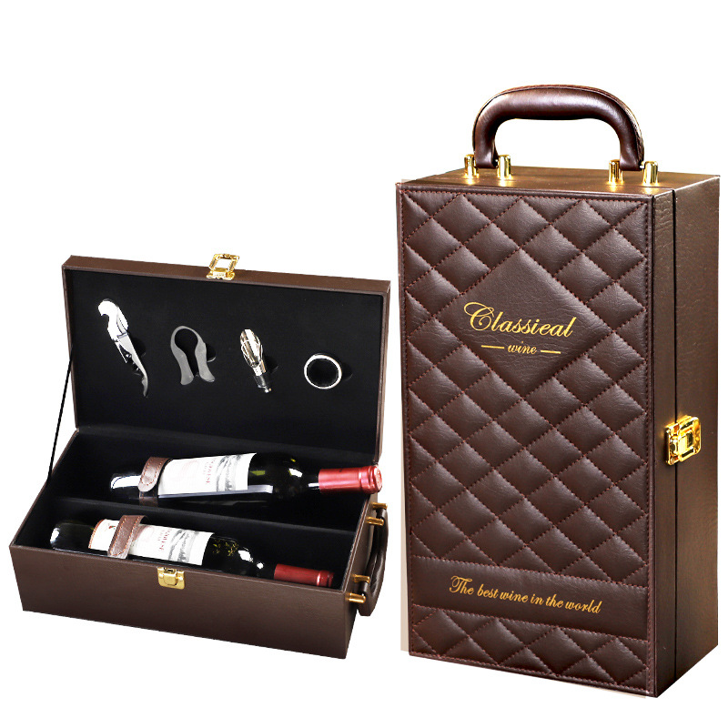 Brown diamond and square pattern-wine set