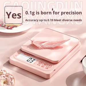 정확한 그램을위한 고정밀 디지털 주방 저울 핑크 작은 가정용 식품 및 베이킹 무게 측정 배터리 전원 - Product Image 4