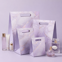 Sacs en papier personnalisés avec poignées découpées, pour emballages cadeaux, maquillage, beauté, durables, bruns, réutilisables