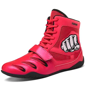 Nuovo Design professionale personalizzato Logo antiscivolo stivali da allenamento Wrestling scarpe da boxe