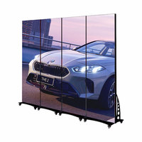 Afficheur publicitaire LED pliable à 3 faces, écran LED mobile avec roulettes, support au sol pour centres commerciaux