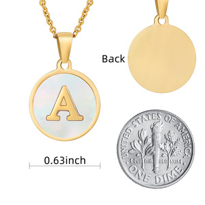 Collier initial en nacre en gros, pendentif <span class=keywords><strong>lettre</strong></span> en émail noir et coquille d'ormeau, bijoux personnalisés en acier inoxydable, cadeau - Product Image 5