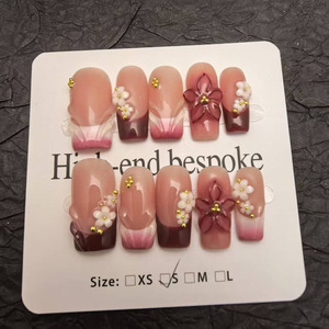 <span class=keywords><strong>Uñas</strong></span> Postizas Francesas al por Mayor, 10 Piezas de <span class=keywords><strong>Uñas</strong></span> <span class=keywords><strong>Acrílicas</strong></span> Hechas a Mano de Alta Calidad, <span class=keywords><strong>Precio</strong></span> de Fábrica - Product Image 4
