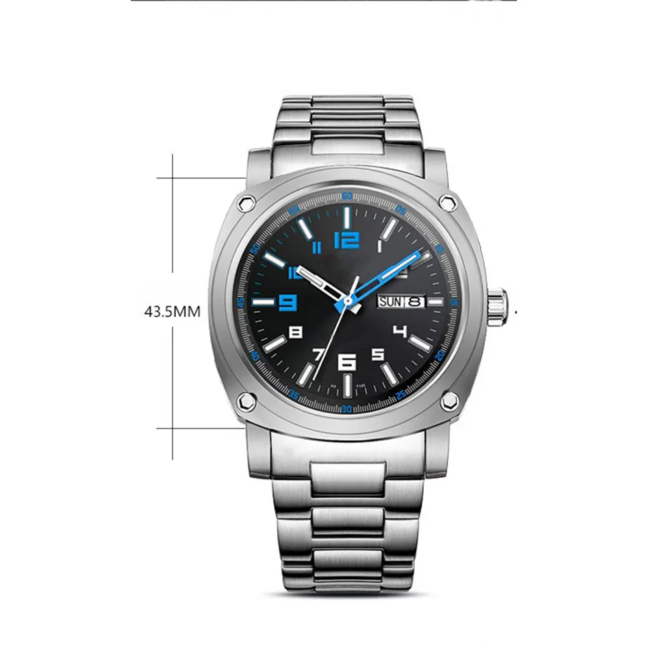 Mannen Horloge Titanium Met Titanium Horloge Band, Automatische Waterdichte Saffier Glas Horloge