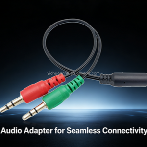 Adaptador 2 en 1 para Auriculares de 3.5MM con Cabeza de Cobre Puro, Divisor de Audio 1 a 2 con Cable Rojo/Verde para Teléfono, Computadora, Karaoke - Product Image 2