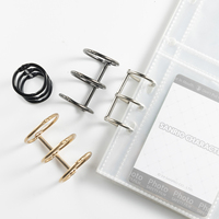 Pince de reliure métallique argentée à trois trous modèle TC SKH avec anneau en fer pour dossiers de menus de restaurant, reliure DIY de haute qualité