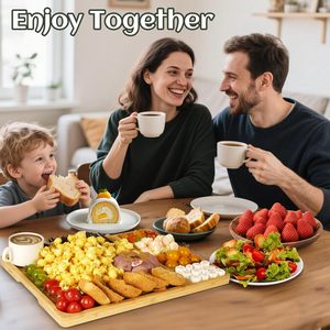 Plateau à fromage en bambou rectangulaire avec compartiments pour les apéritifs et le service, planche à découper en bois pour fruits, pain et fromage - Product Image 3
