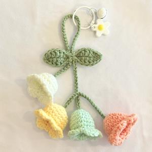 Porte-clés fait main en crochet, muguet, fleur en <span class=keywords><strong>laine</strong></span> mignonne, breloque pour sac, pendentif pour voiture, accessoire cadeau pour femmes et filles - Product Image 3