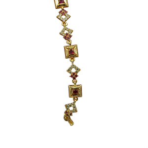 Divyoro Geometric <b>Ruby</b> CZ Chain <b>Bracelet</b> Women's Gold Plated Classic Engagement Party Gift Bezel Setting Wedding - Product Image 1