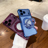 Étui de luxe avec anneau miroir scintillant pour iPhone 18 Pro Max 17 Air 16 15 Plus 14 13 12 11, coque plaquée avec support