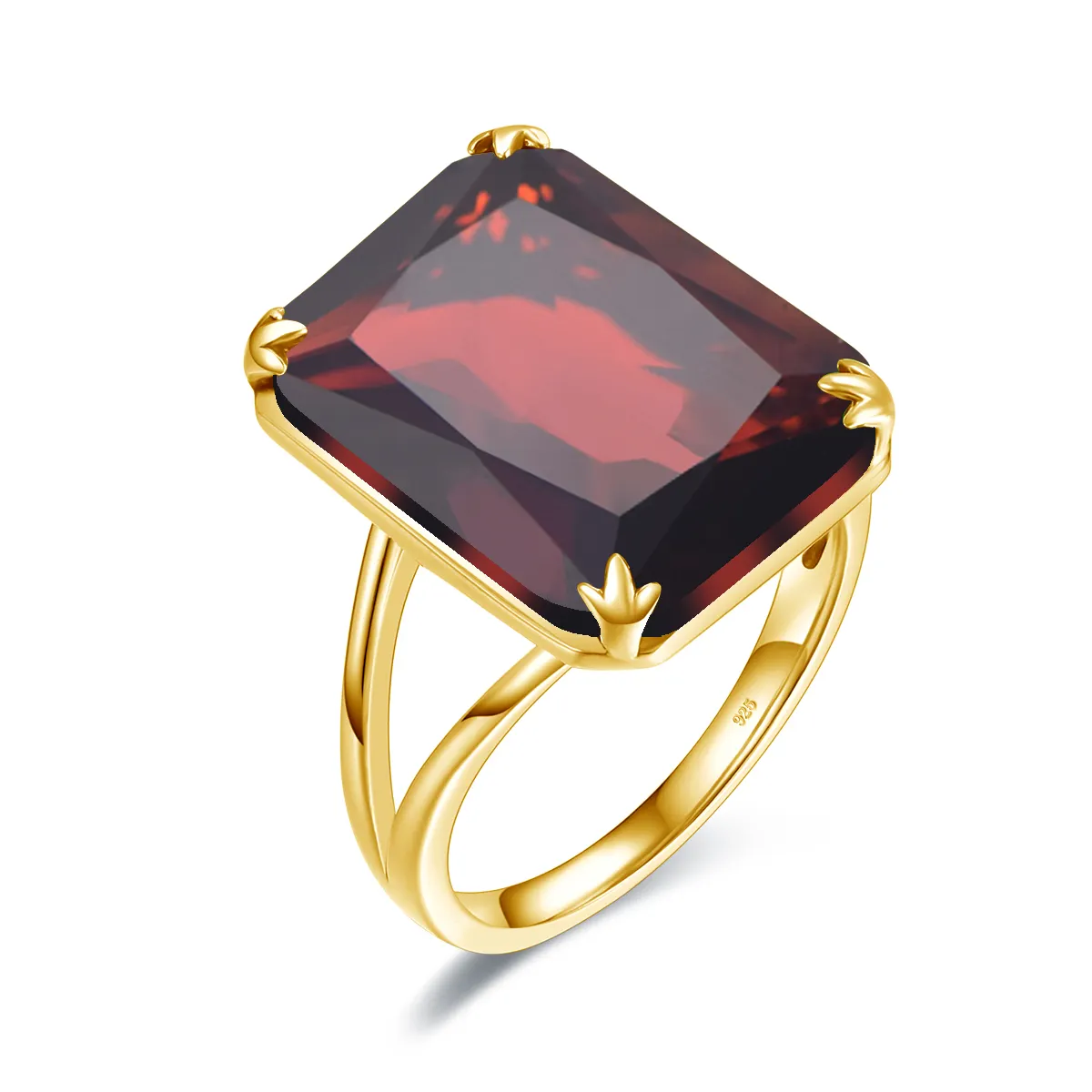 Crimson Garnet 18K Gold Rings Women Real 925 Sterling Silver Vintage Big Gemstones Ring Woman Holiday Gift Jewelry