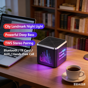 Boceto de dibujos de líneas de puntos de referencia de la ciudad brillante en vistas nocturnas de Beijing Shanghai Shenzhen Guangzhou China altavoz inalámbrico led - Product Image 2