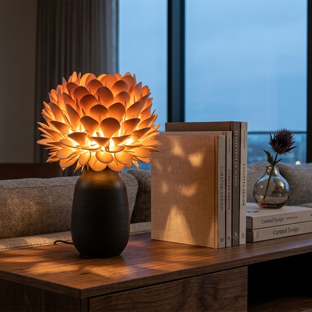 Sculptural Bloom Contemporary Simple Night Light with Warm Glow Artistic Tabletop Lamp for Home Accent Ambient Mood Lighting