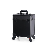 Boîte de rangement portable en aluminium pour cosmétiques, beauté, coiffure, maquillage, valise à roulettes pour cosmétiques