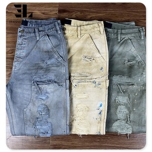 LARSUR <span class=keywords><strong>Pantalon</strong></span> de charpentier personnalisé en toile double genou avec lavage de détresse en usine <span class=keywords><strong>Pantalon</strong></span> de travail tactique patchwork <span class=keywords><strong>Pantalon</strong></span> cargo évasé - Product Image 6