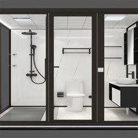 Cabine de douche modulaire à plateau en acrylique de style coulissant avec cadre en aluminium, design industriel moderne et japonais