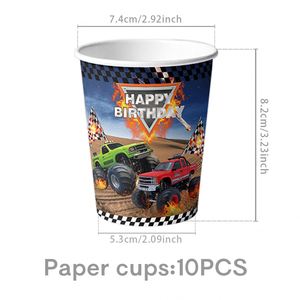 Platos, Vasos y Servilletas Desechables con Diseño de Camiones Monstruo para Fiestas de Cumpleaños, Decoraciones para Eventos y Suministros para Fiestas - Product Image 5