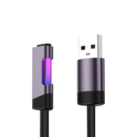 Kabel Data USB a ke Type C 60W LED Glow RGB 7 Warna Gradasi Lampu Pijar, Pengisian Daya Super Cepat, Kabel Data RGB