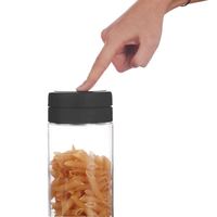Borosilikatglas-Vorratsdose mit doppeltem Öffnungsmechanismus, luftdichtem Deckel und robustem Kragen, klar, für Küche und Vorratskammer, 350ml 800ml, Schwarz Grau Grün