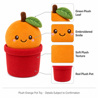 Op maat gemaakte pluche speelgoed oranje fruit plantenpot pluche pop OEM ODM groene blad zachte knuffel voor kinderen cadeau