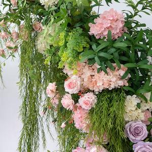 Più recente disegno popolare <span class=keywords><strong>rosa</strong></span> artificiale corno arco <span class=keywords><strong>fila</strong></span> con verde per la decorazione di scena di sfondo di nozze - Product Image 2