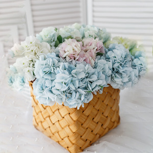 Arrangement de fleurs d'hortensia artificielles, fleurs en soie bleues, roses, blanches, décorations de mariage, bouquet, décoration de la maison - Product Image 3