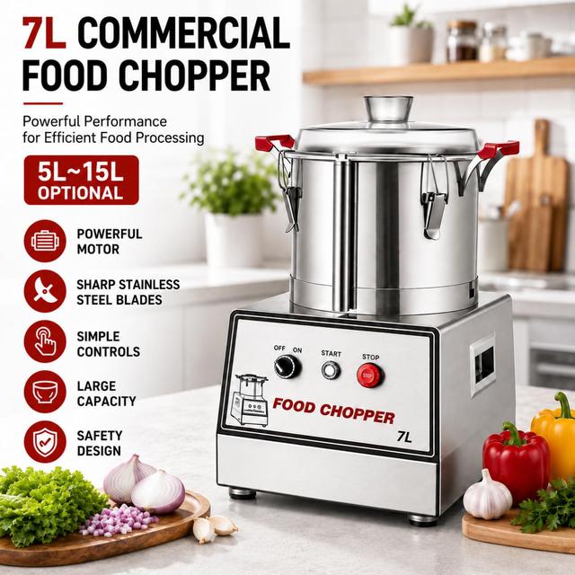 Commercial Electric Meat & Vegetable Chopper for Buns Dumplings Stuffed Meat-Carbon Steel Blade 1500W