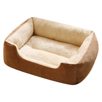 Coussin pour chat et chien en tissu épais uni, chaud pour l'hiver, adapté à toutes les saisons, lavable, résistant aux morsures, de forme carrée, anti-froid