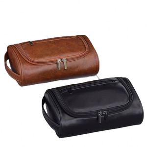 Explosive Travel PU Leather Zipper Closure Letter Pattern Waterproof Cosmetic Bag <b>for</b> Men's <b>Makeup</b> <b>Storage</b> - Product Image 1
