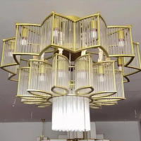 Lustre suspendu LED personnalisé de style designer, en forme de branche de cristal, pour hall d'hôtel, escalier, plafond haut