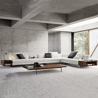 Canapé modulaire en cuir véritable Roger de style minimaliste italien, en forme de L, pour villa, grand salon, meubles de maison