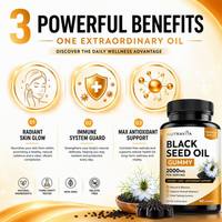 Gummies d'huile de nigelle noire naturelle, supplément de vitamine C, thymoquinone, formule pressée à froid, soutien immunitaire, pour adultes, marque privée OEM