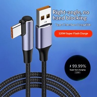 Cable de Datos Trenzado de Aleación de Aluminio con Conector Tipo-C en Ángulo de 90 Grados, Carga Súper Rápida de 100W, Compatible con Teléfonos Honor y Laptops