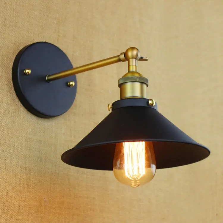 Üretici Vintage duvar lambası E27 4 stilleri Metal gölge duvar lambası