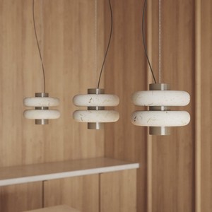 Lámpara colgante moderna de mármol de diseño, redonda, de piedra negra, LED, para entrada, comedor, dormitorio - Product Image 4