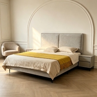 Lit Moderne de Taille Spéciale avec Cadre en Bois Massif Style Nordique Minimaliste, Durable, Confortable, Écologique, Tête de Lit Douce, Luxe
