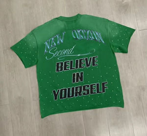 Camiseta Oversize de Verano 26 con Lavado Ácido, Estilo Urbano, Personalizada con Diamantes Verdes para <span class=keywords><strong>Hombre</strong></span> - Product Image 2