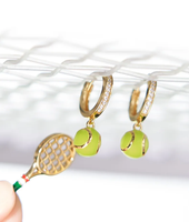 Boucles d'oreilles tennis plaquées or K sur argent, résistantes au ternissement, longue durée, thème sportif, cadeaux pour meilleurs amis et couples
