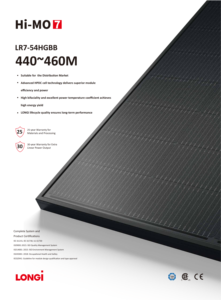 Panneau solaire Longi Hi-MO 7 Explorer LR7-54HGBB 440~460W Full Black pour modules photovoltaïques de toit Longi <span class=keywords><strong>460Wp</strong></span> demi-cellules - Product Image 2