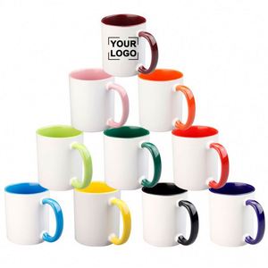 Tasses à café en céramique blanche avec logo imprimé et boîte, 11 oz, cadeau d'entreprise pour activité commerciale - Product Image 1