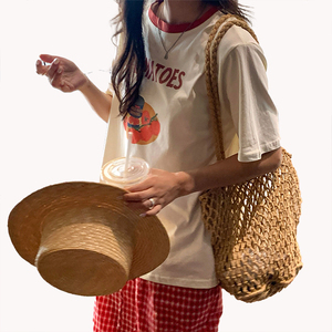 Camiseta Corta de Cuello Redondo con Bloques de Color Estilo Coreano, Estampado de Tomate, Personalizable, Manga Corta para Mujer - Product Image 5