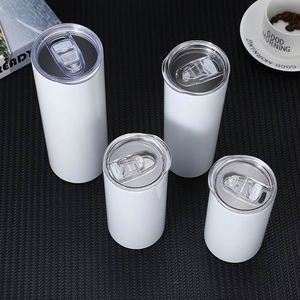 Sublimation Blanks Skinny Tumbler White 20 OZ Straight Stainless Steel with <b>Metal</b> <b>Straw</b> for Mug Tumbler Custom - Product Image 6